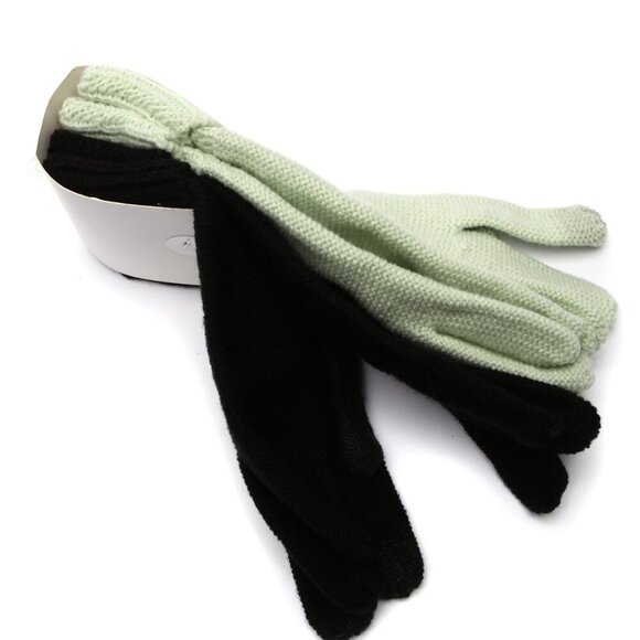 Steve Madden Knit Gloves Woven Green Black Fall Winter Warm Cozy Set of 2 NEW - Picture 2 of 4